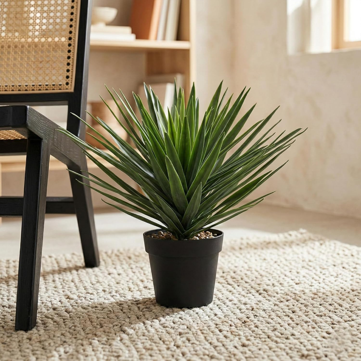 22″ Artificial Agave Plant in Black Pot – Modern Indoor/Outdoor Decor