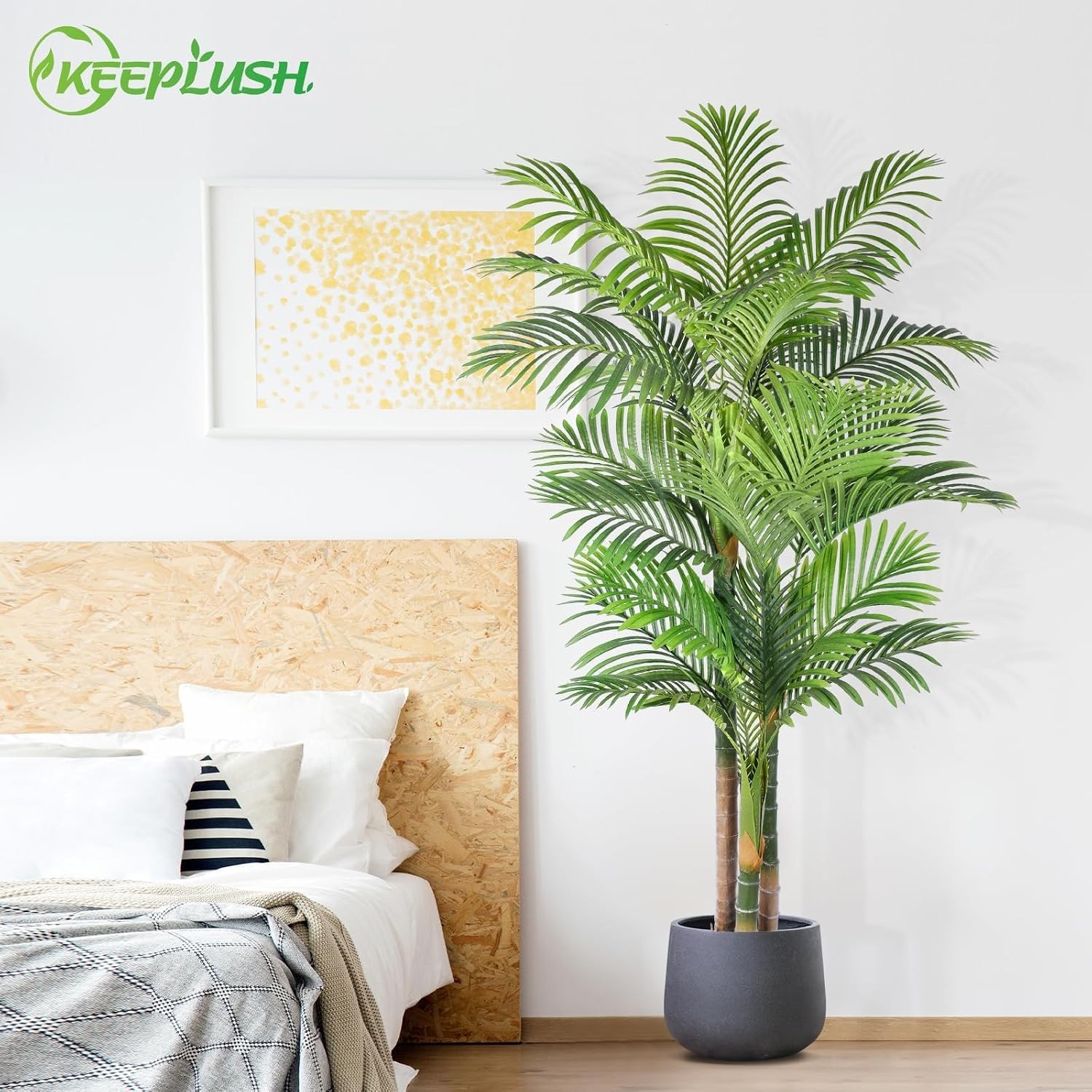 6ft UV Resistant Triple Golden Cane Palm Tree – Lifelike Indoor/Outdoor Decor