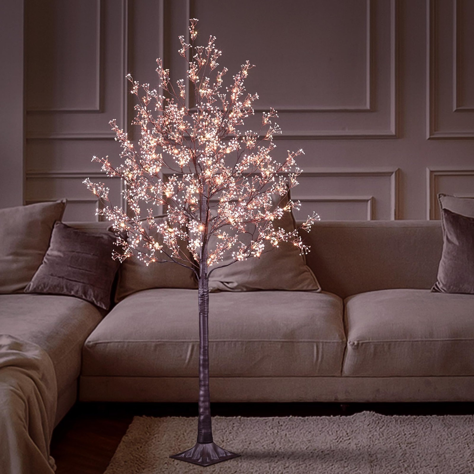 Lighted Gypsophila Tree 6FT 176 LED Artificial Baby Breath Flowers with Light…