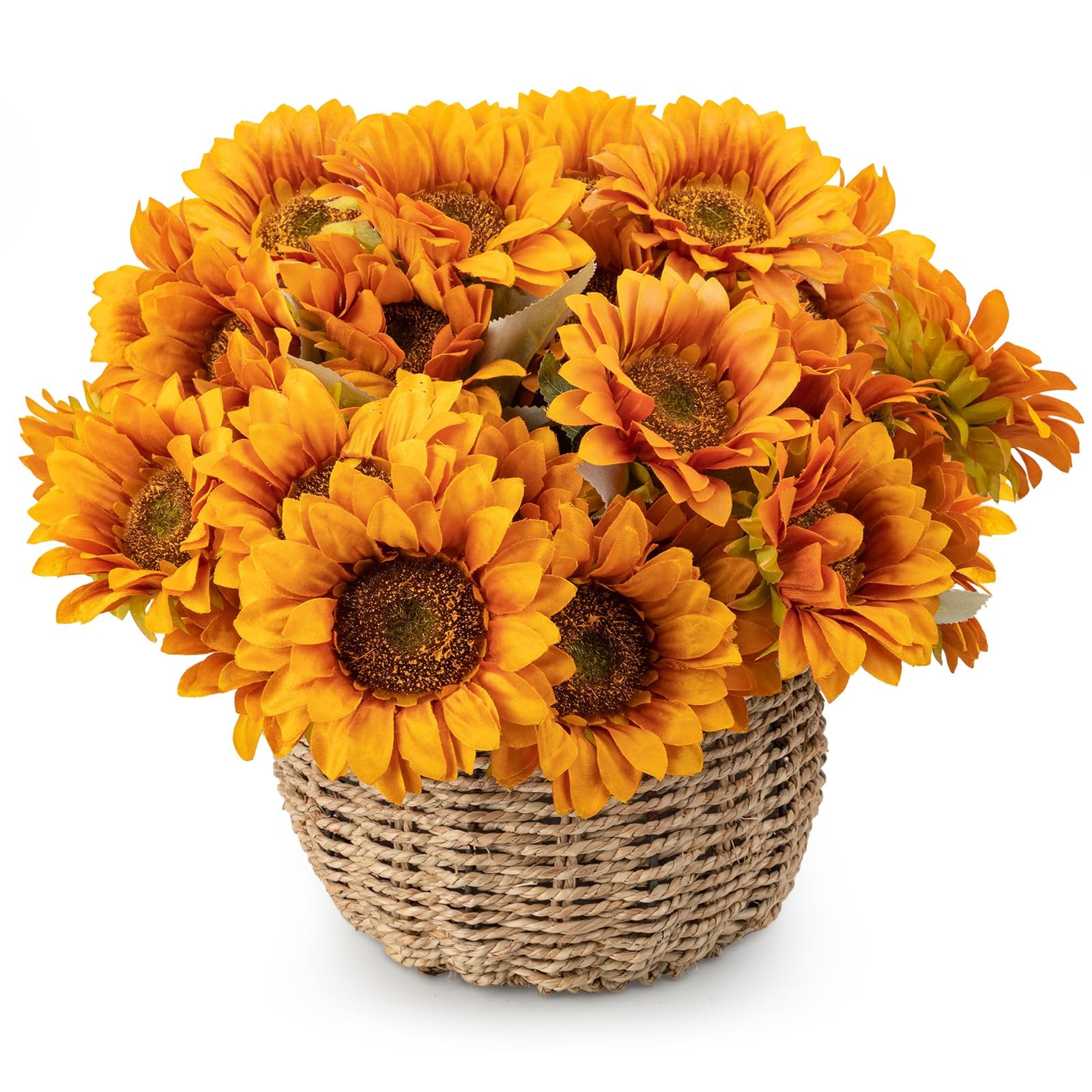 4 PCS 16.5inch Autumn Faux Sunflowers Artificial Flowers Bulk 28 Heads Fall S…