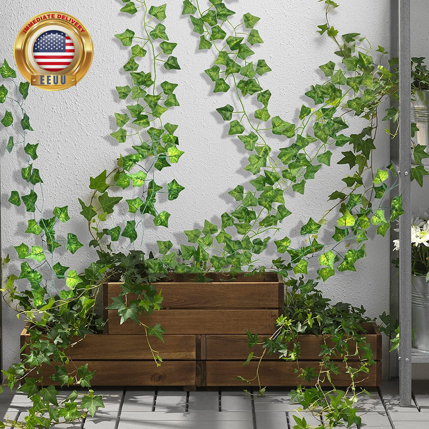 12 Pack 84Ft Artificial Ivy Garland, Fake Vines UV Resistant Greenery Leaves Fak