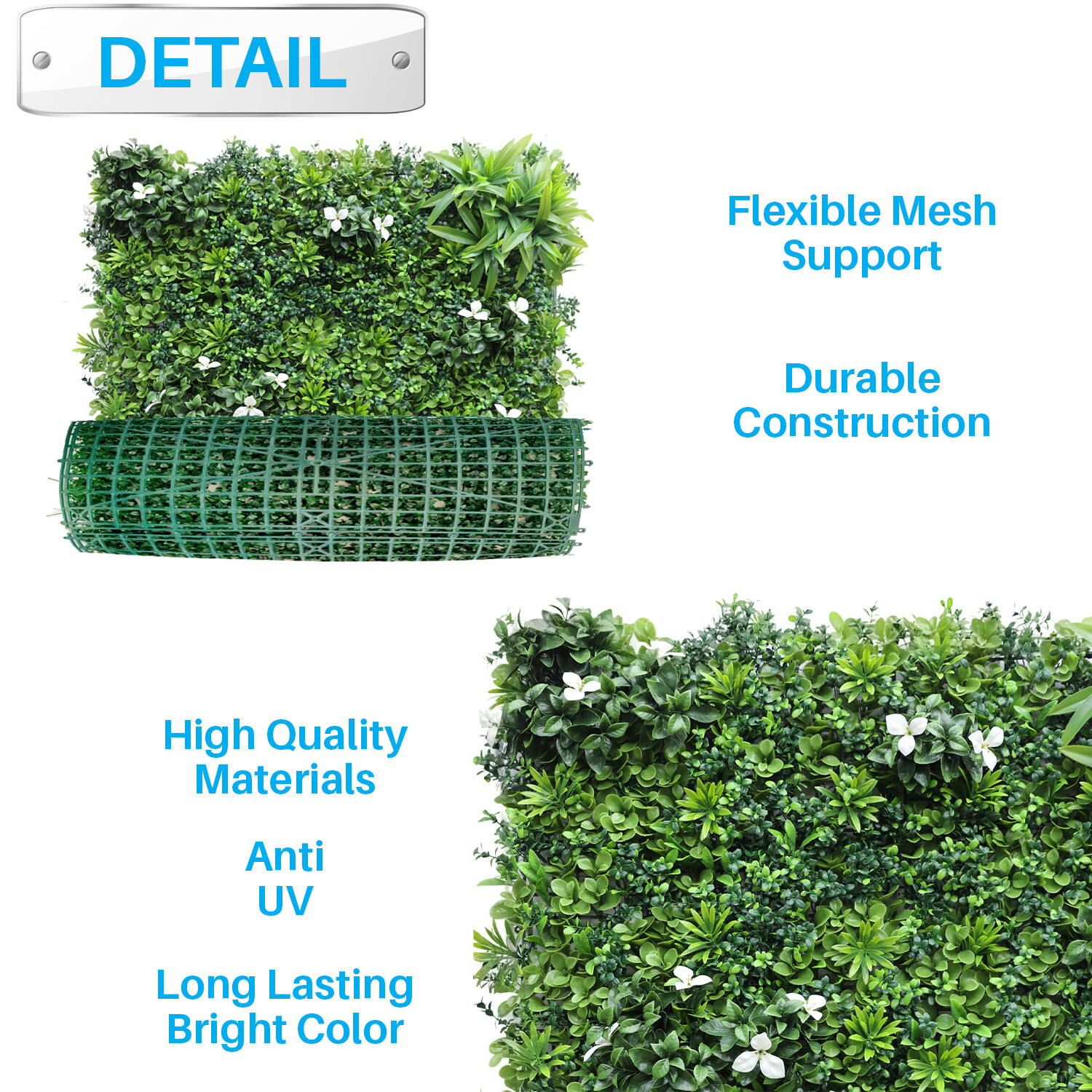 40 Inch 3D Artificial Boxwood Wall Hedge Mat Panels Outdoor Grass Fence Style#2