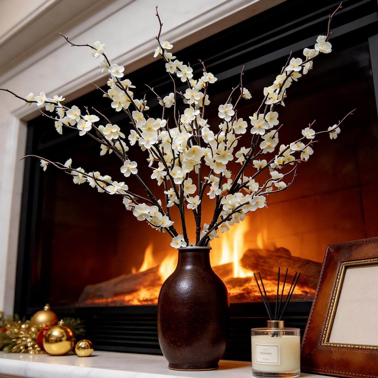 Cherry Blossom Branches 39 Inch 6PC White Cheery Blossom Branches for Decor