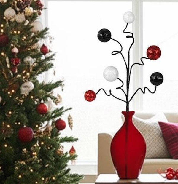 David Christopher Glitter Ball Wire Spray Black, Red & White Christmas Accent