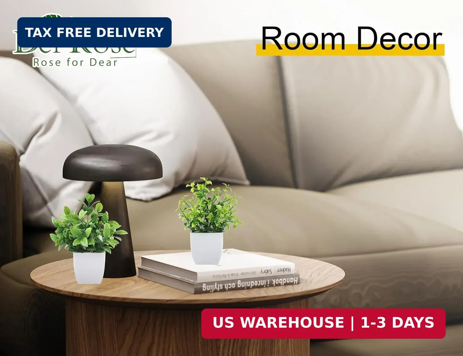 Der Rose 6 Pack Small Fake Plants Artificial Plants in Pots for Home Bthroom Bed