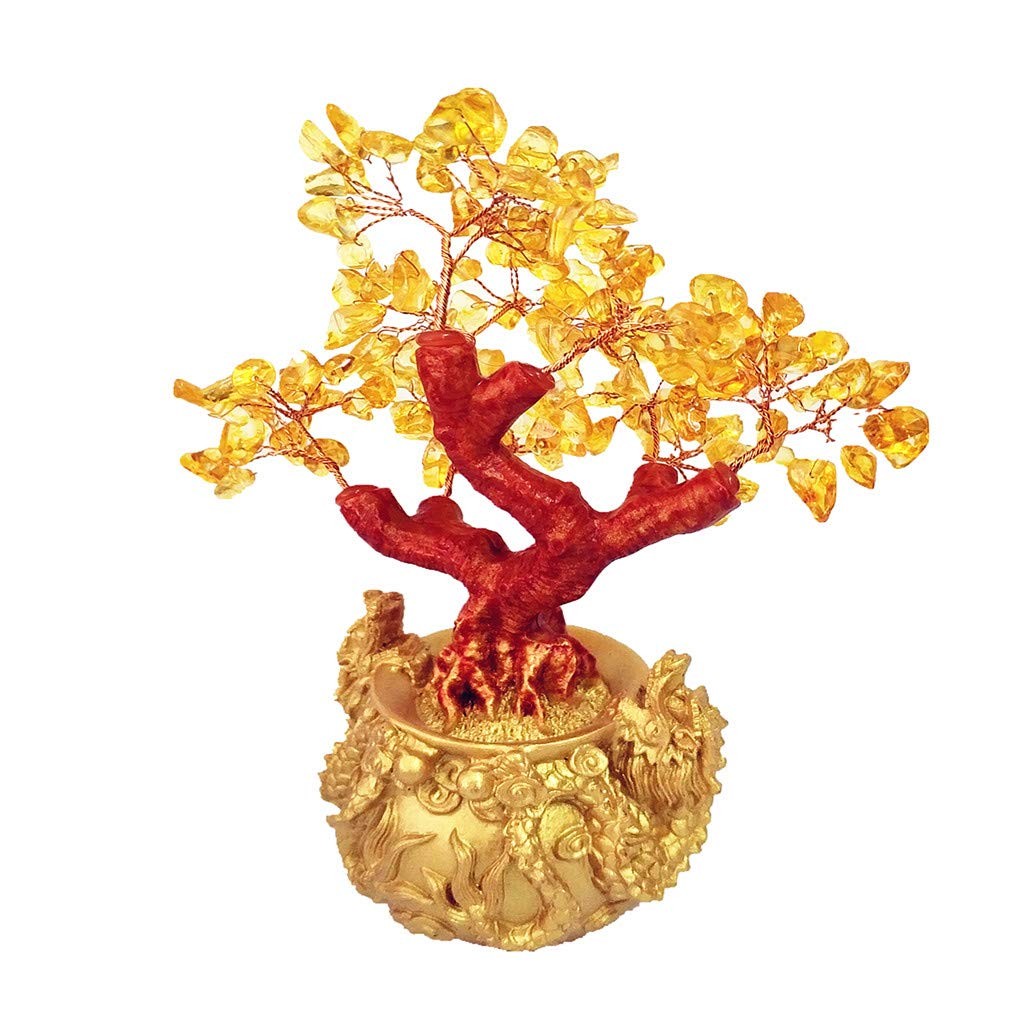 Feng Shui Citrine Quartz Crystal Money Tree Bonsai Style Decoration for Luck …