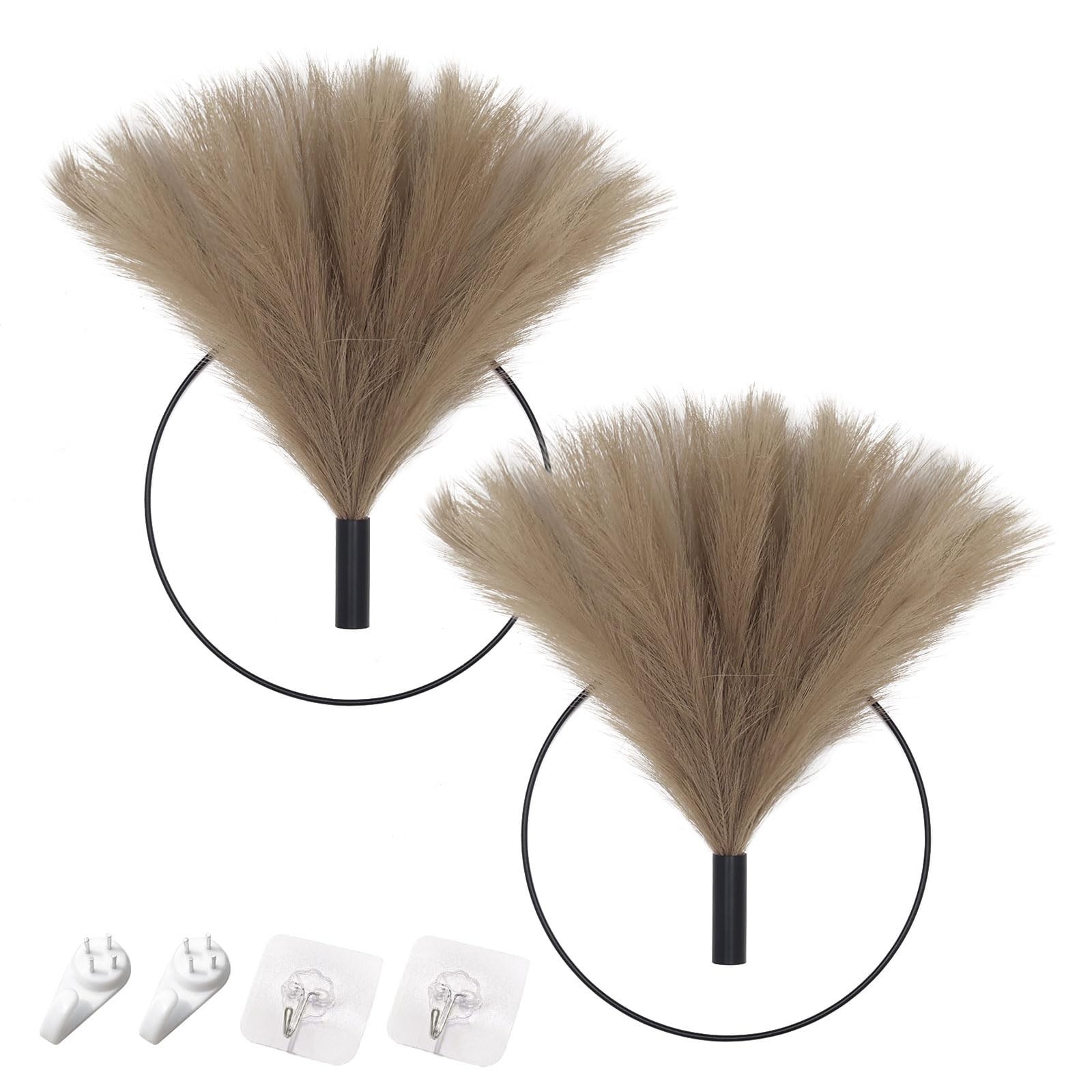 Boho Wall Decor – Metal Hanging Art, Pampas Grass Display for Living Room, Bedro