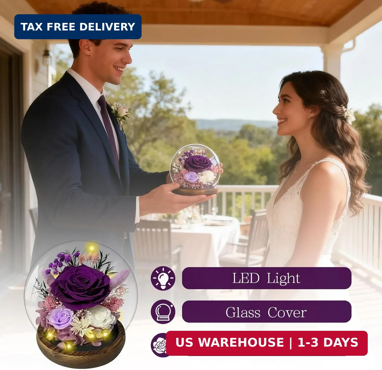 Birthday Gifts for Women Preserved Rose in Glass Dome Preserved Flowers Forever