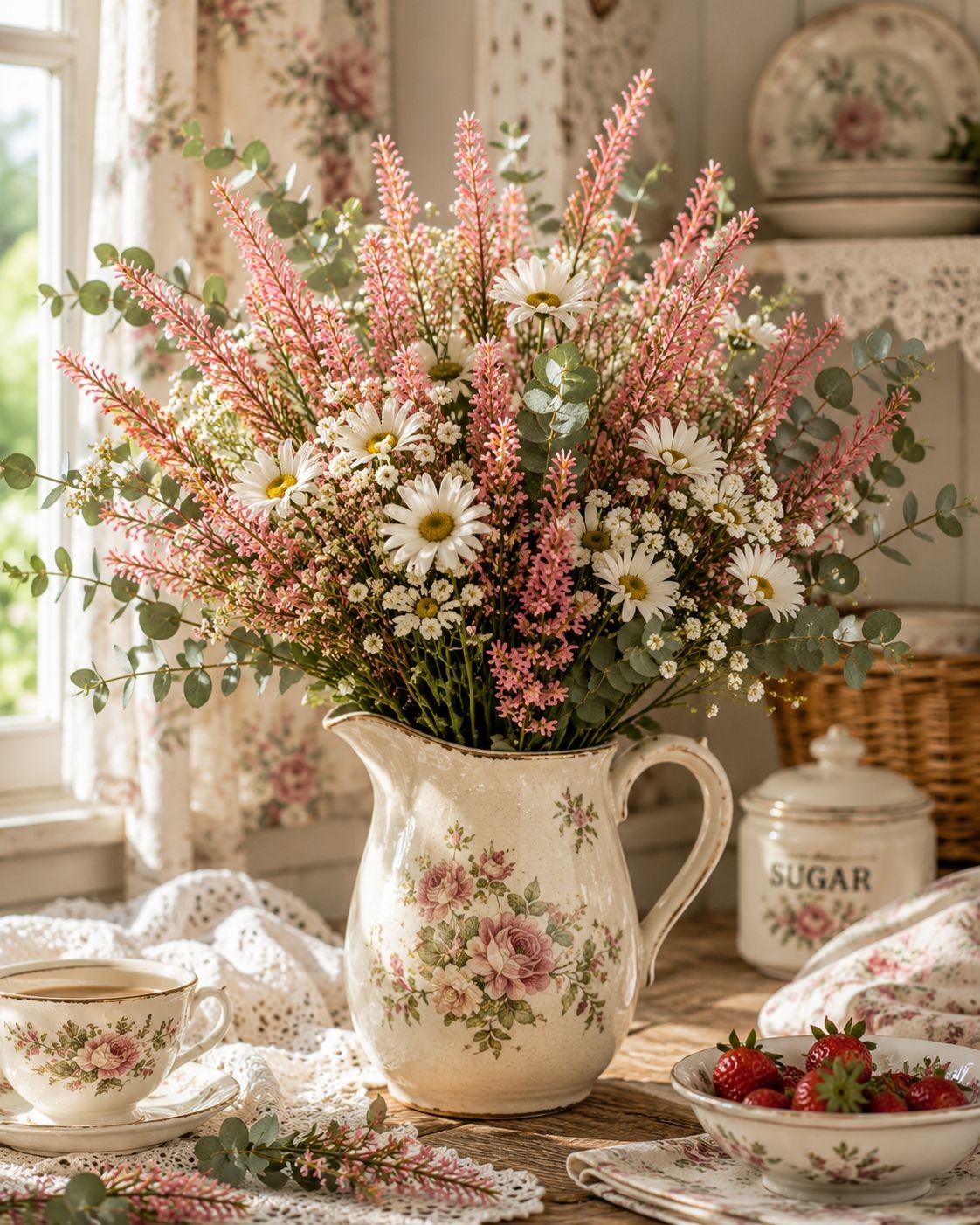 Blush Pink Faux Lavender Stems Artificial Heather Bush Floral Filler Wreath Flow
