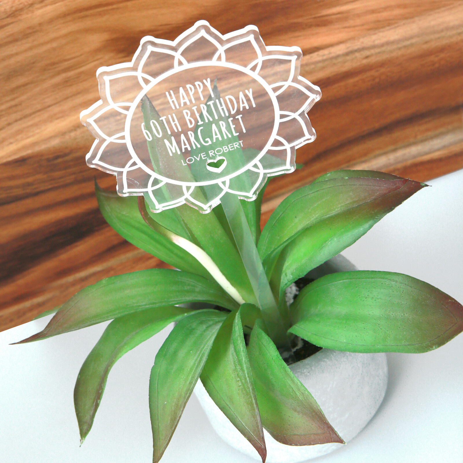 Birthday Personalised Engraved Flower Pot Plant Planter Stick Present Gift