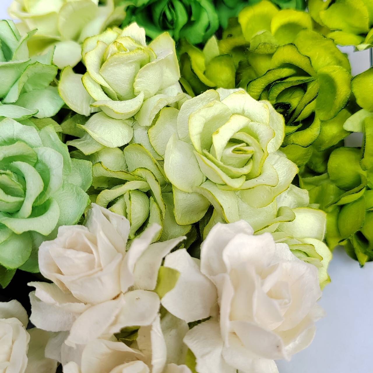 50 Mix Green Tone Artificial Flowers Rose Flower Paper Flower size 30-35 mm