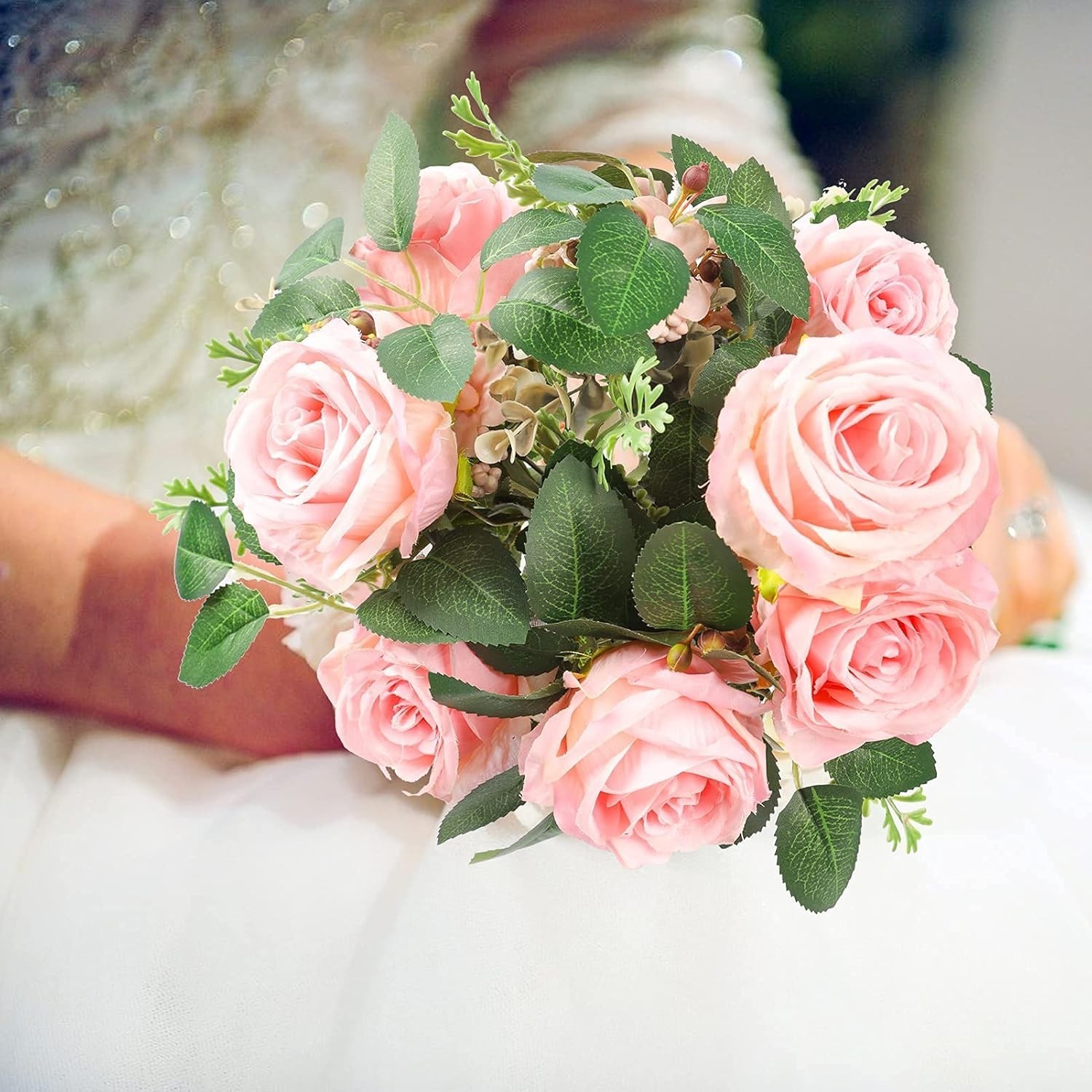 60pcs Bulk Artificial Rose Leaves Greenery Silk Fake Flowers DIY Wedding Cent…