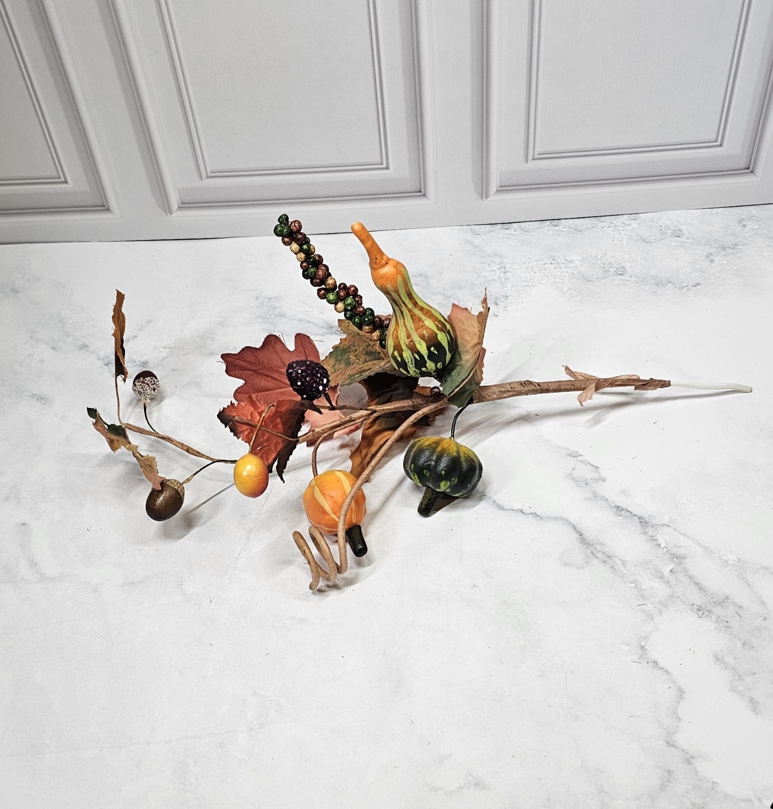 Fall Artificial Flowers With Small Pumpkin And Gourds