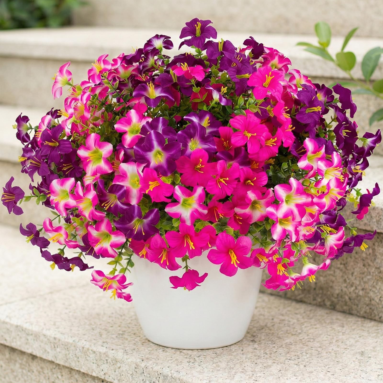 16 Pcs Faux Petunias Artificial Flowers Plants for Outdoor Plant Decoration,F…