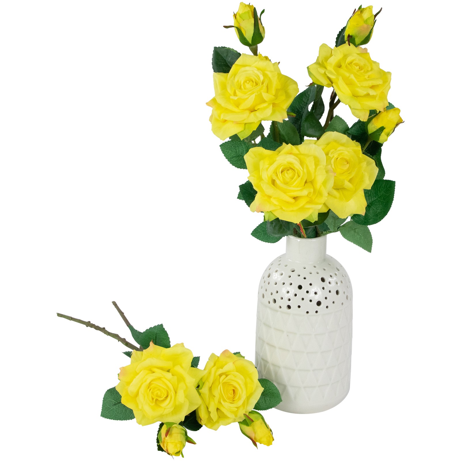 Northlight Real Touch™ Yellow Artificial Rose Stems, Set of 6 – 19″