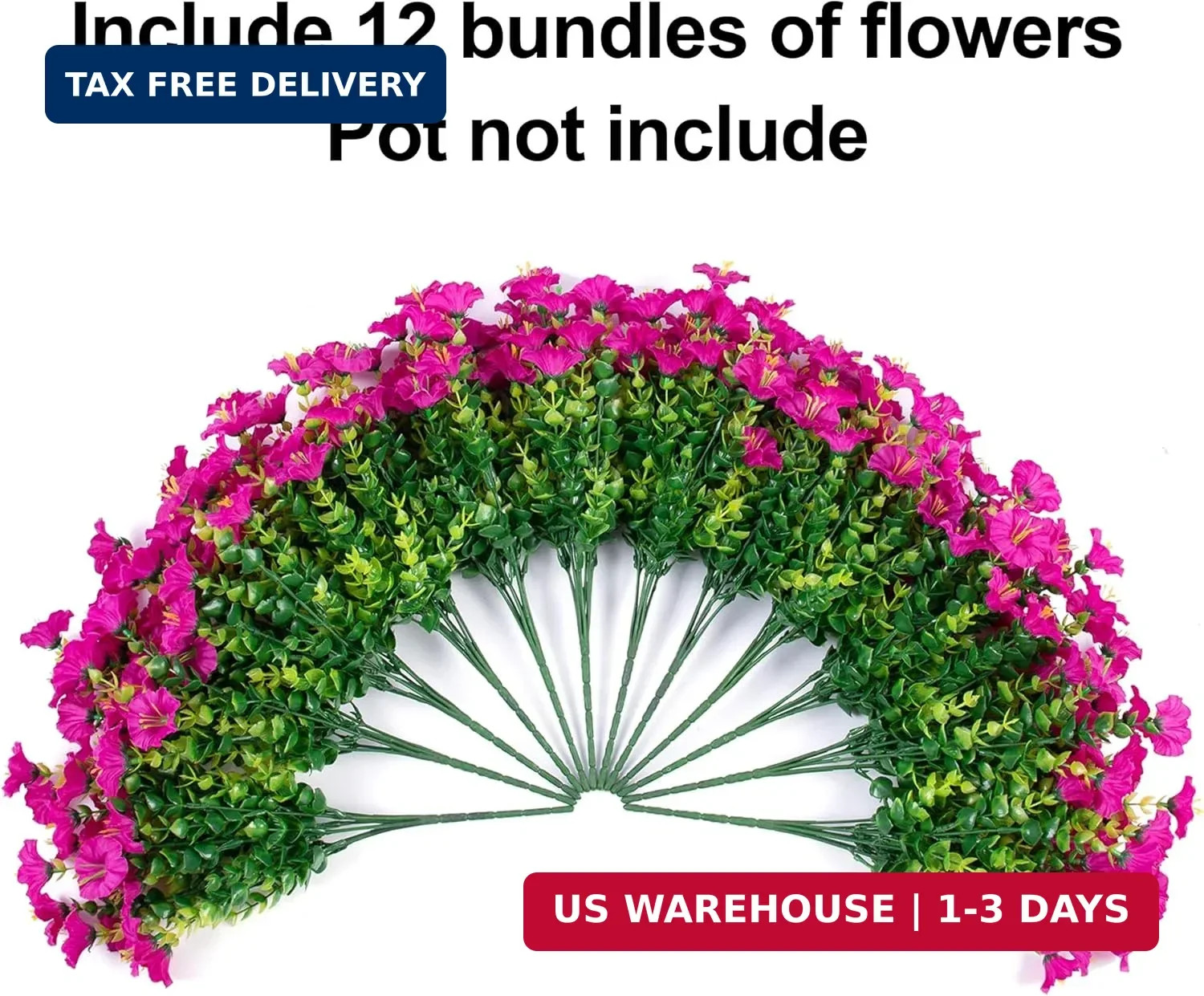 Artificial Flowers Fake Plants for Outdoors Decoration, 12 Bundles Silk Morning