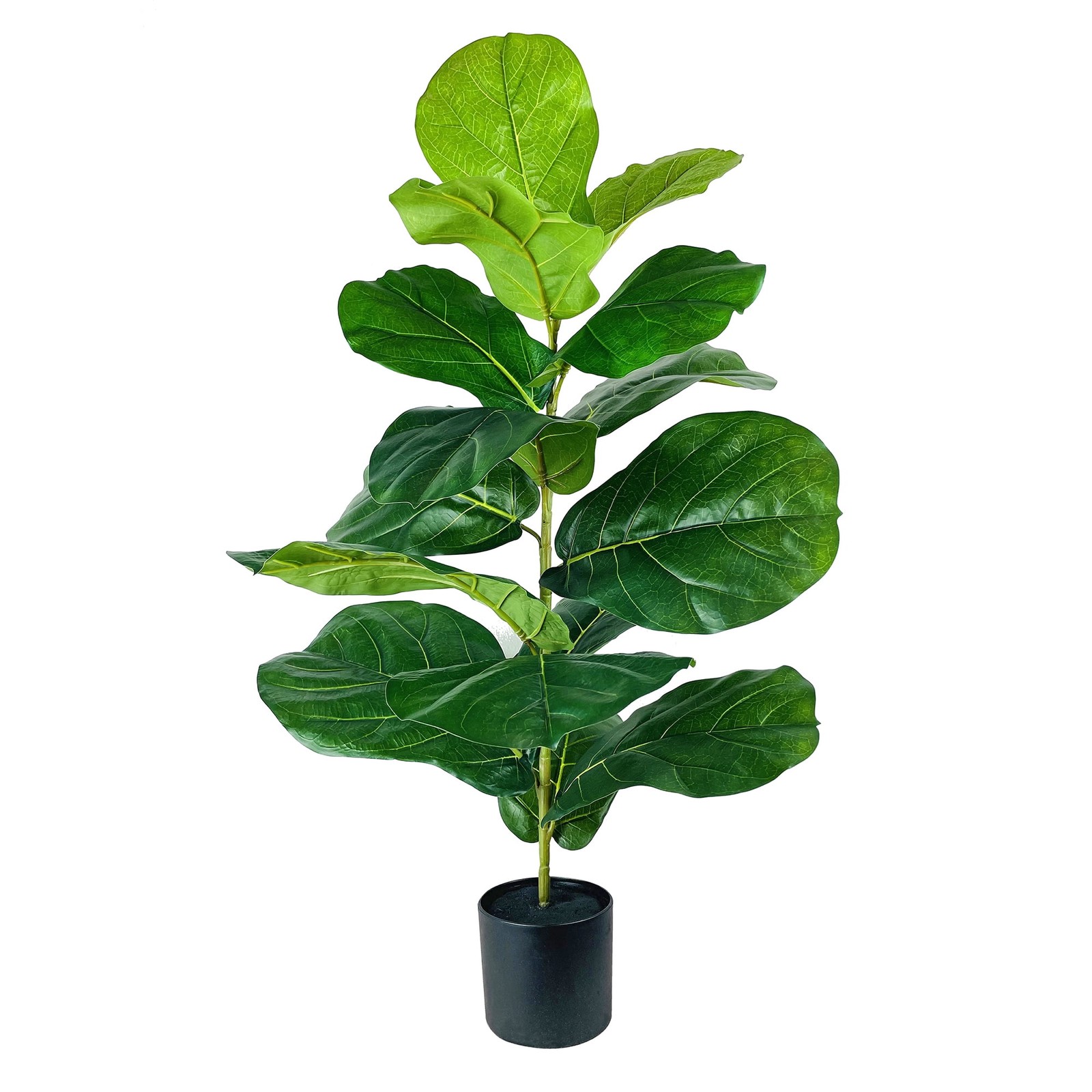 Artificial Plant, Fiddle Leaf Fig Plant, 3.33 ft, Black Plastic Grower’s Pot
