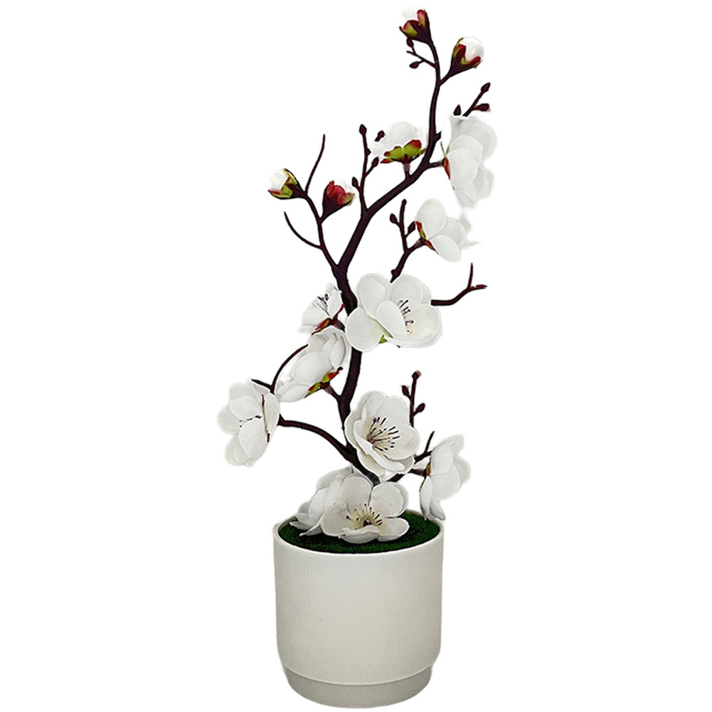 Plastic Potted Artificial Flower Bonsai with Natural-Looking Plum Blossom