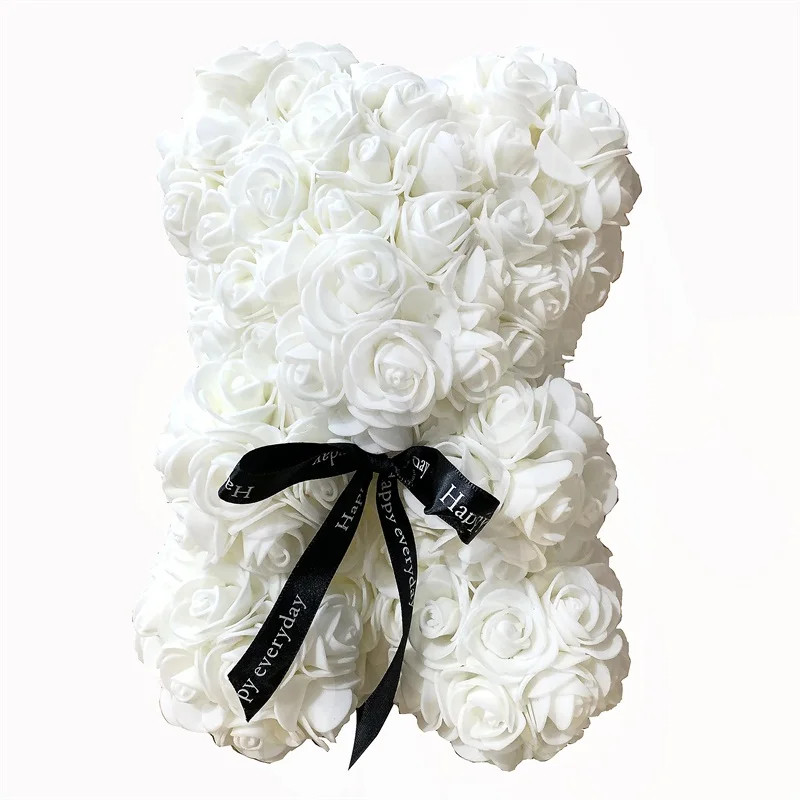 1pcs 25cm Rose Bear Artificial Foam Rose Flower Teddy Bear Valentines Day Gift B