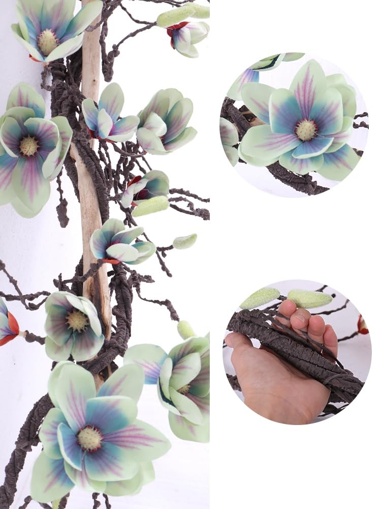 118 inch Artificial Magnolia Orchid Flowers Ivy Vines Garland Fake Tree Branc…