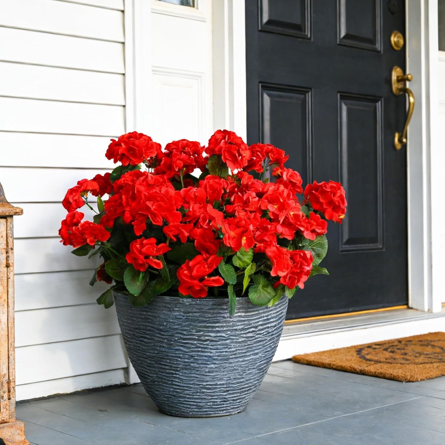 Vibrant Red Geraniums – Set of 4 UV Resistant Artificial Flowers for Outdoors