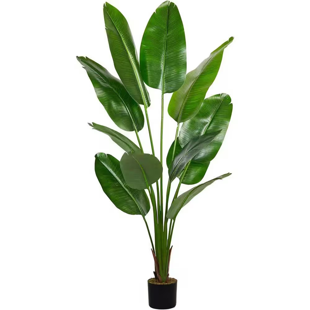 72 In. Artificial Green Indoor/Outdoor Bird of Paradise Tree Real Touch Silk Lea