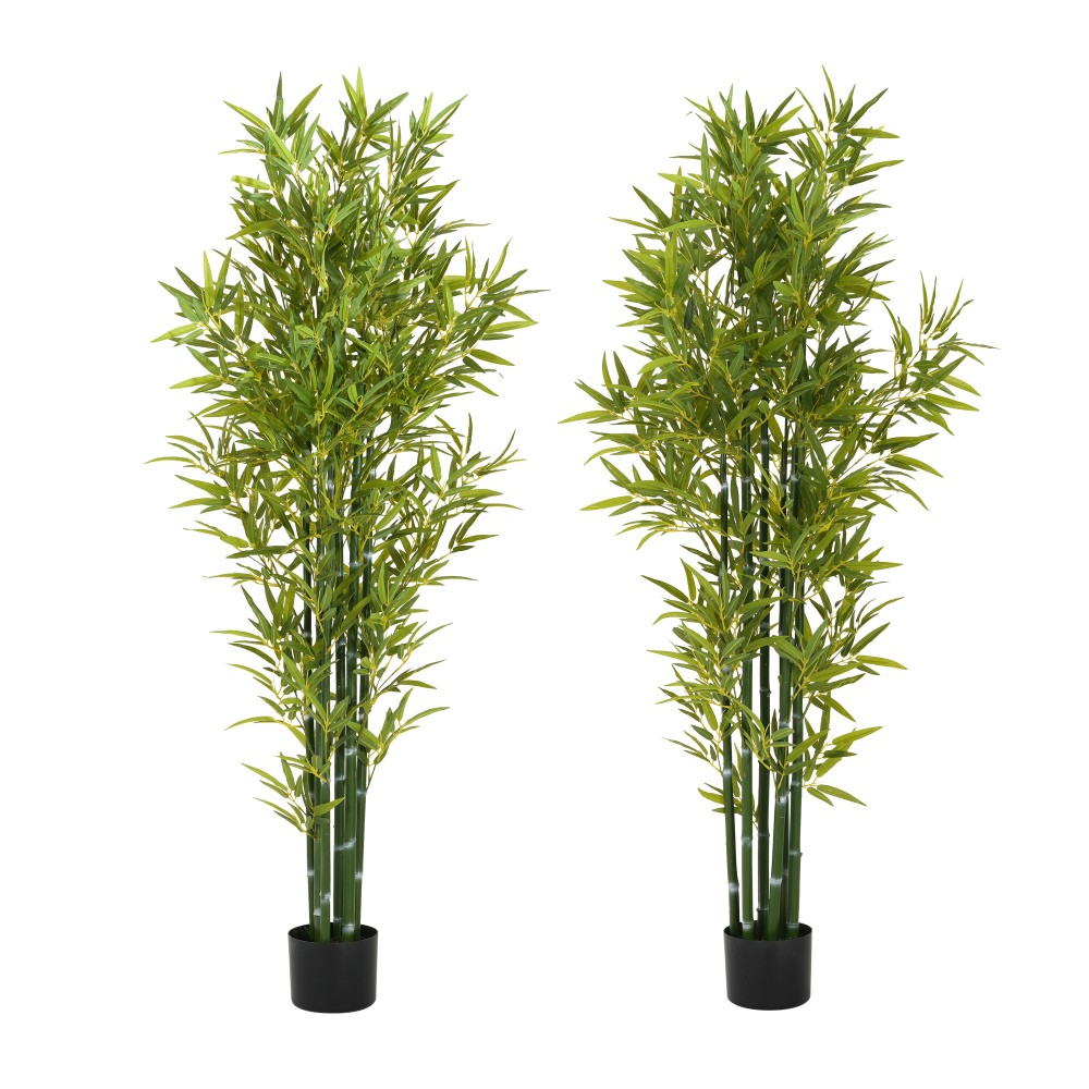 72″ Artificial Bamboo with Black Plastic Pot, Set of 2