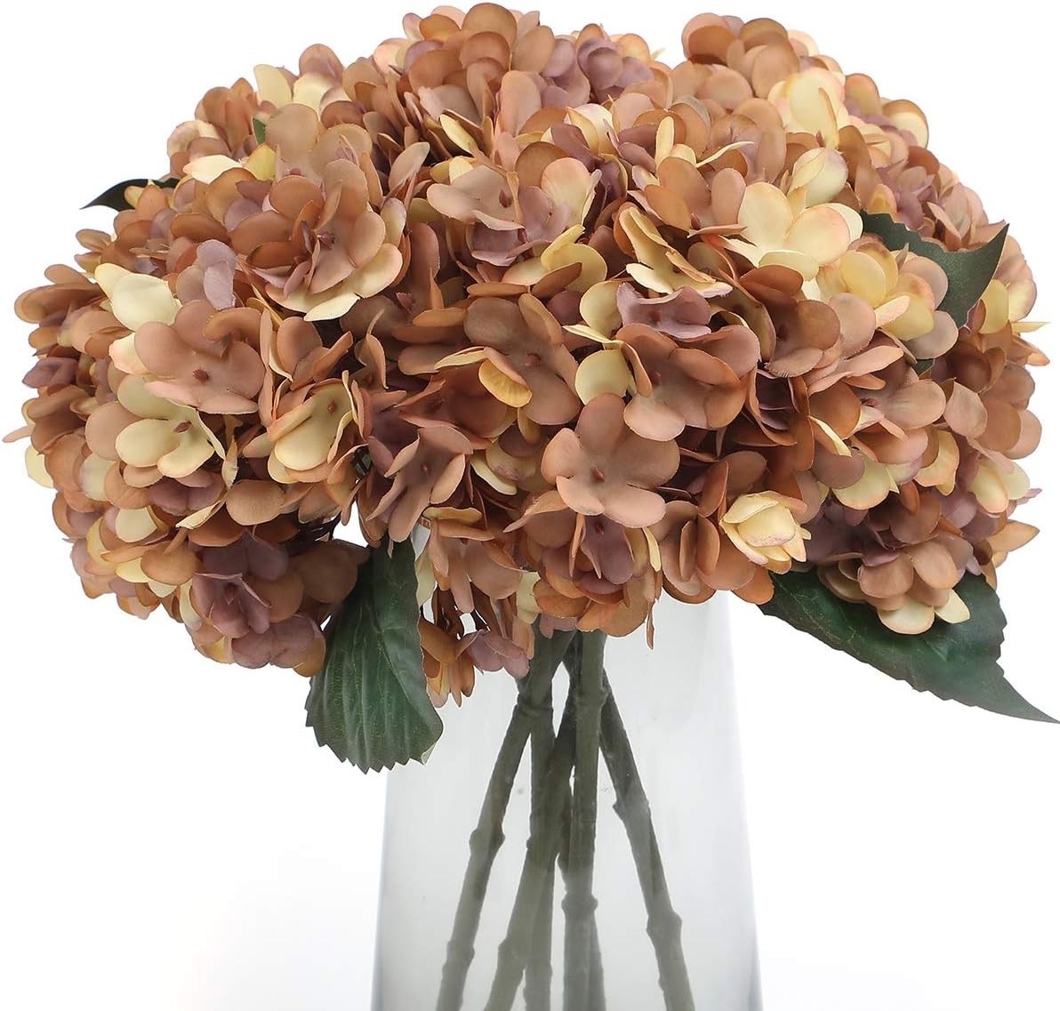 Silk Faux Hydrangea Flowers 6 Pack Autumn Yellow Indoor Outdoor Decor