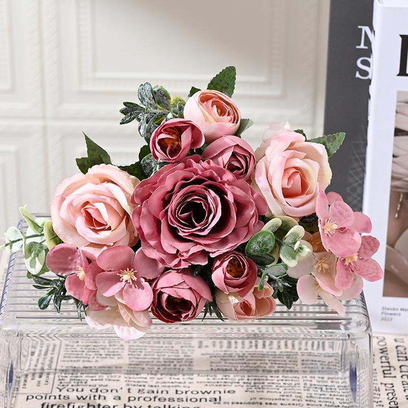 7-head Silk Peony Rose & Hydrangea Bouquet – Elegant Decor for Home & Events