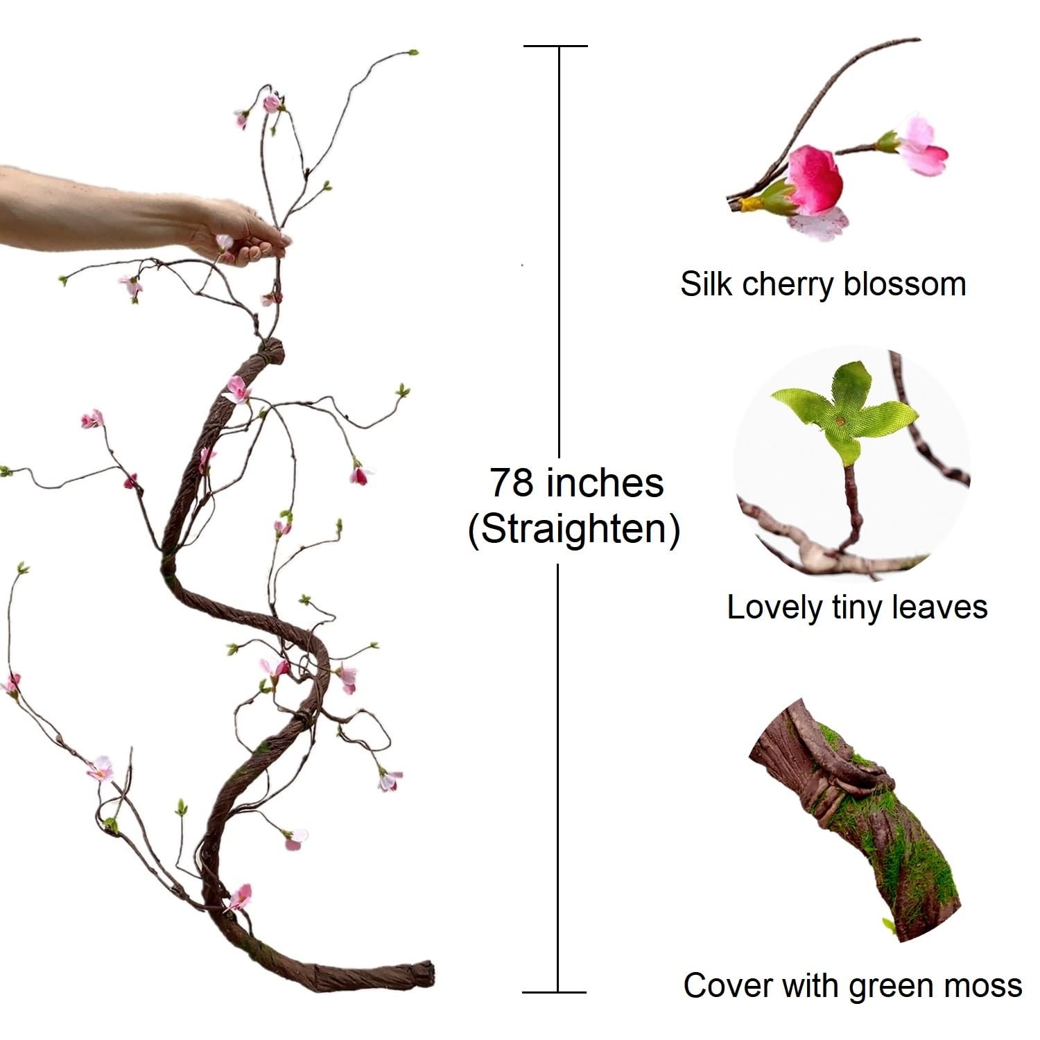 Artificial Tree Branches Jungle Rattan Foam Long Vines with Flowers and Leave…
