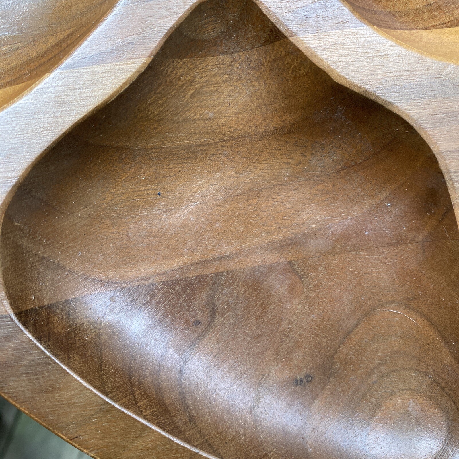 Vtg Wood Mcm Lazy Susan 13″ Turn Table Fame Walnut Retro Kitsch Boho Spinning