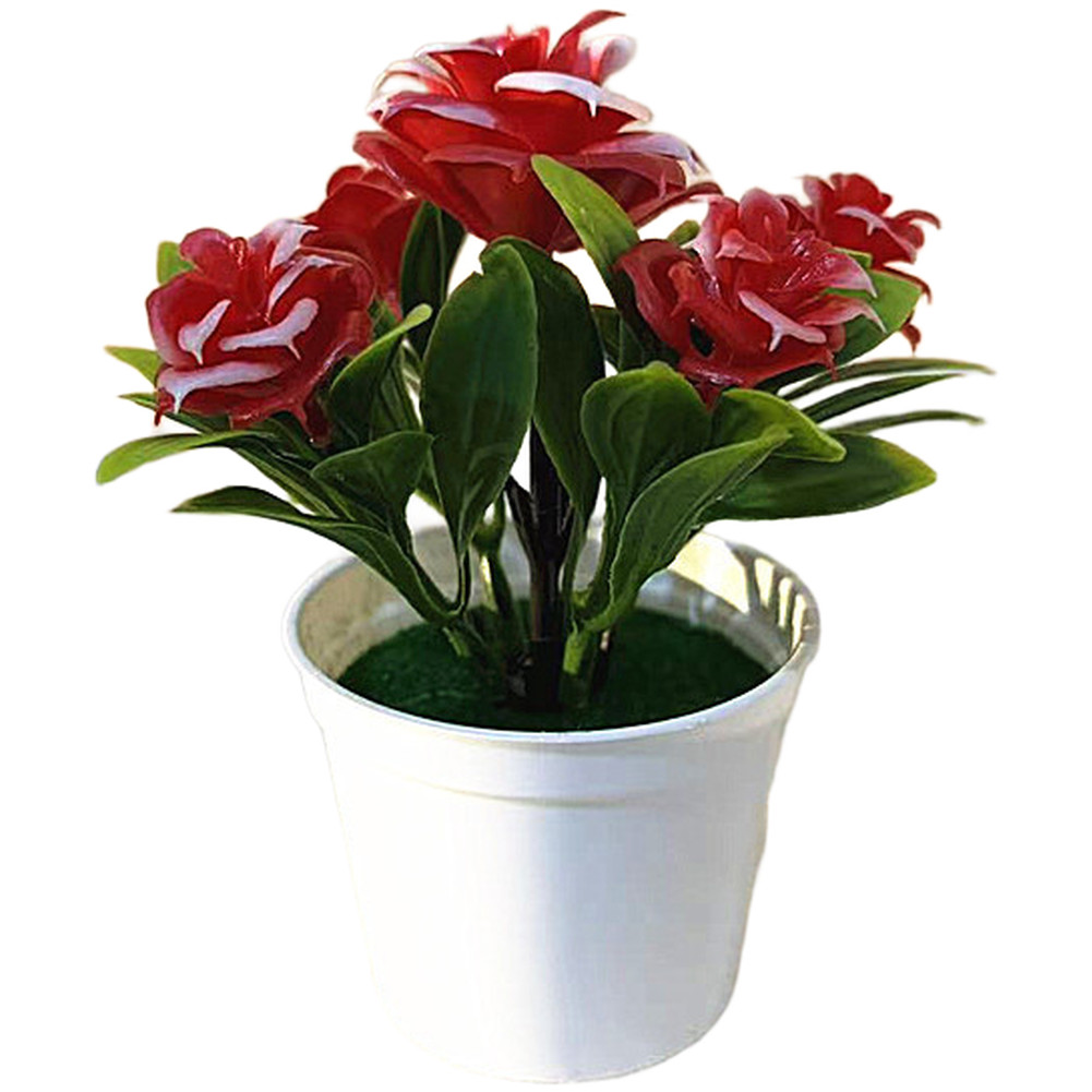 Indoor Artificial Rose Bonsai in Pot for Contemporary Home Office Table Decor