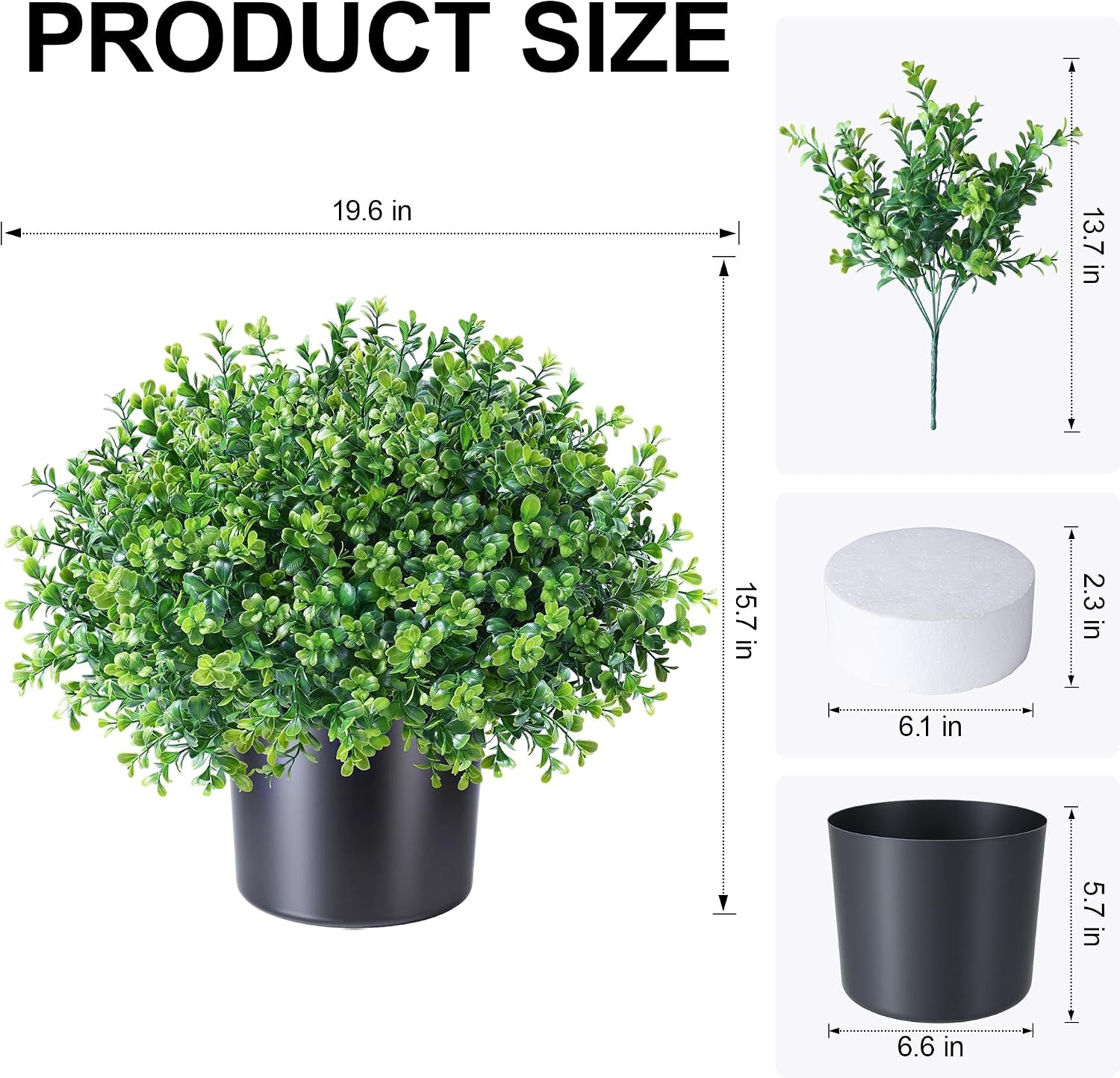 Fake Plants Artificial Plants Outdoor for Front Door Decor, 2 Pack Boxwood Fake