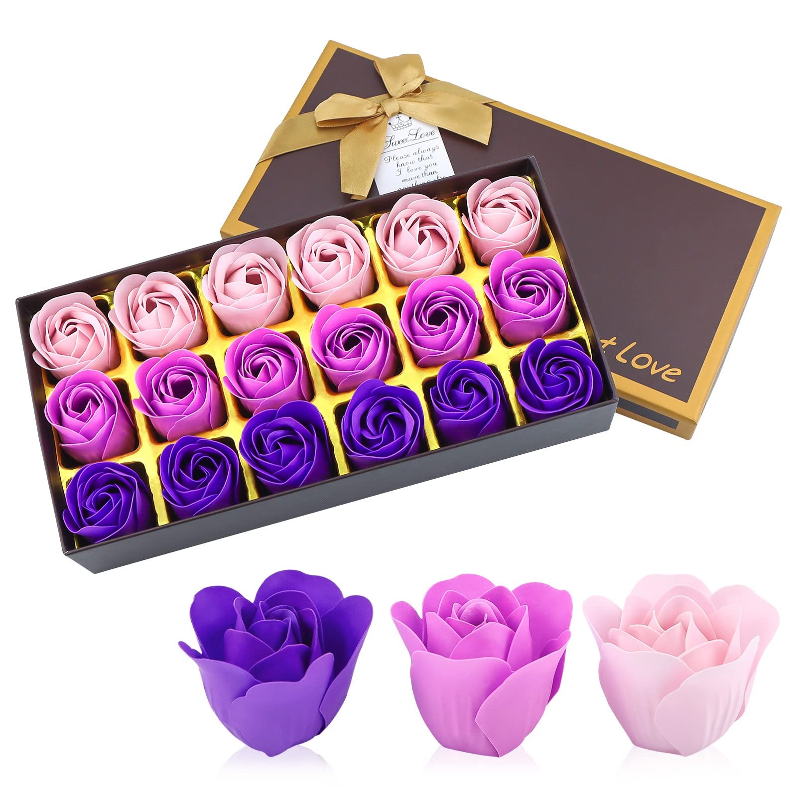 Floral Scented Rose Soap Petals Set – Gift for Women, Girls, Mom – 18 PCS