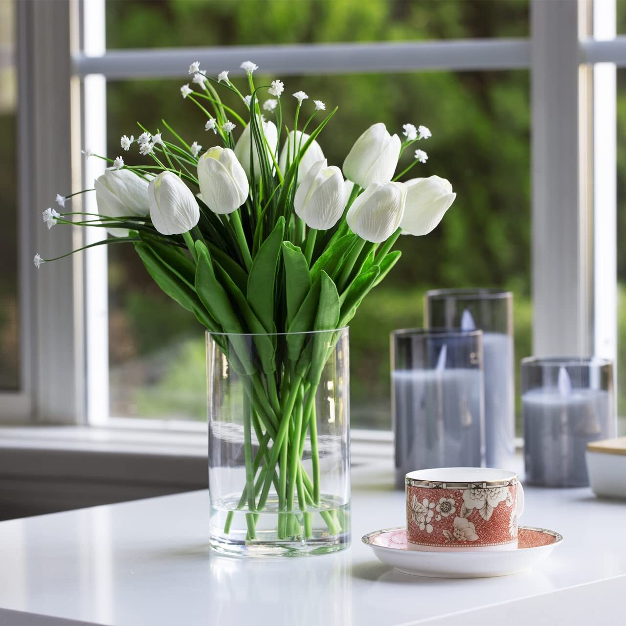 20× Artificial Tulip Bouquet Wedding Party Home Decor Fake Flowers Real Touch US