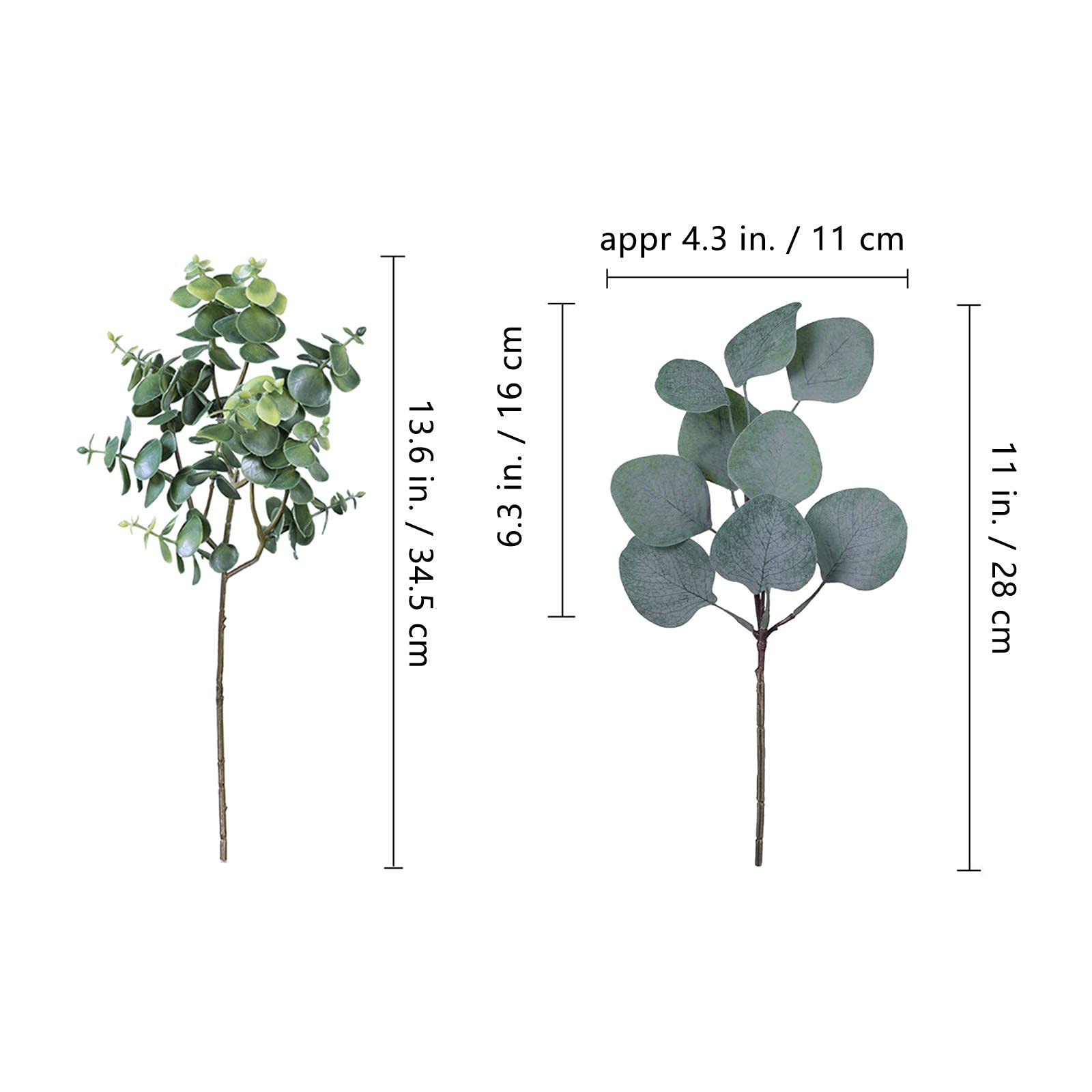 10 Pcs Mixed Eucalyptus Leaves Stems Bulk Artificial Silver Dollar Picks Faux Br