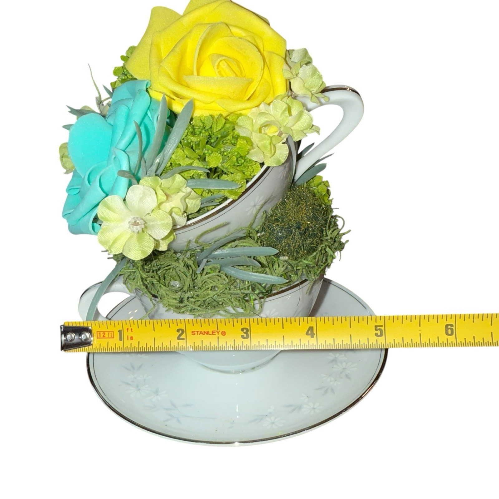 Double Decker Teacup Arrangement Home Decor Mother Birthday Wedding Gift