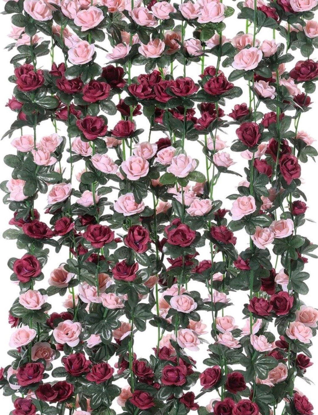 12Pcs Artificial Rose Vine Flower Garland Wedding Baby Shower Wall Decor 8ft