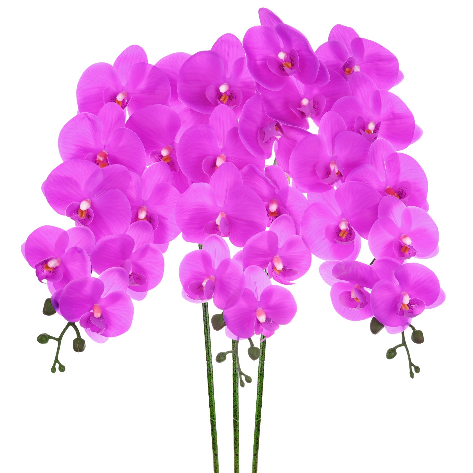 3-Pack Artificial Orchid Flowers 9 Large Petals for Home[Dark Purple]