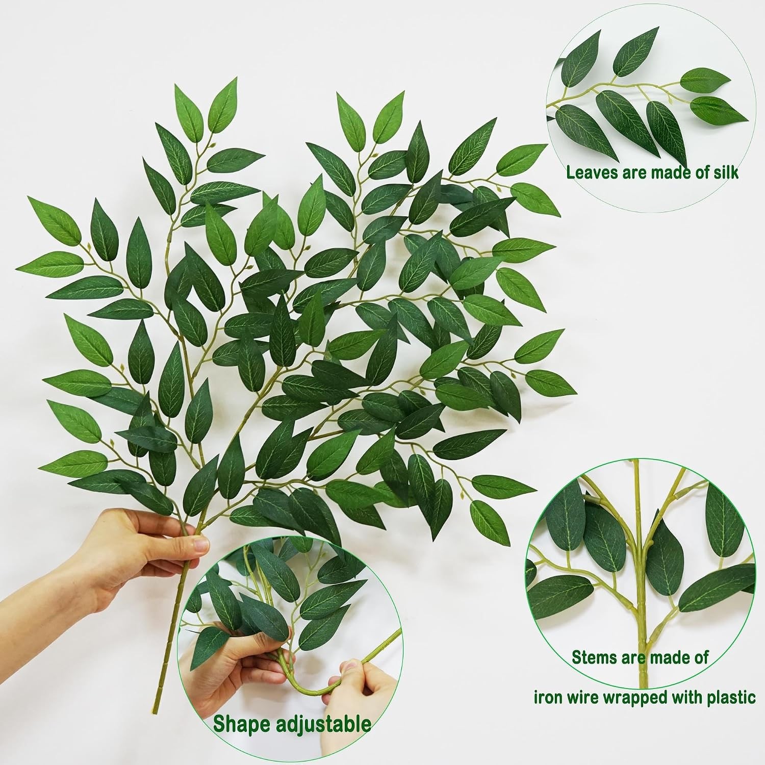 40pcs Italian Ruscus Greenery 68cm Artificial Greenery Stems Leaf Greenery