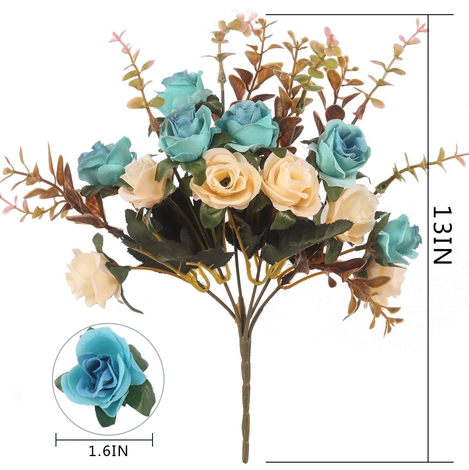 Moomass 4 Bunches of Artificial Roses. 48 Small Roses. Plastic Silk Flower