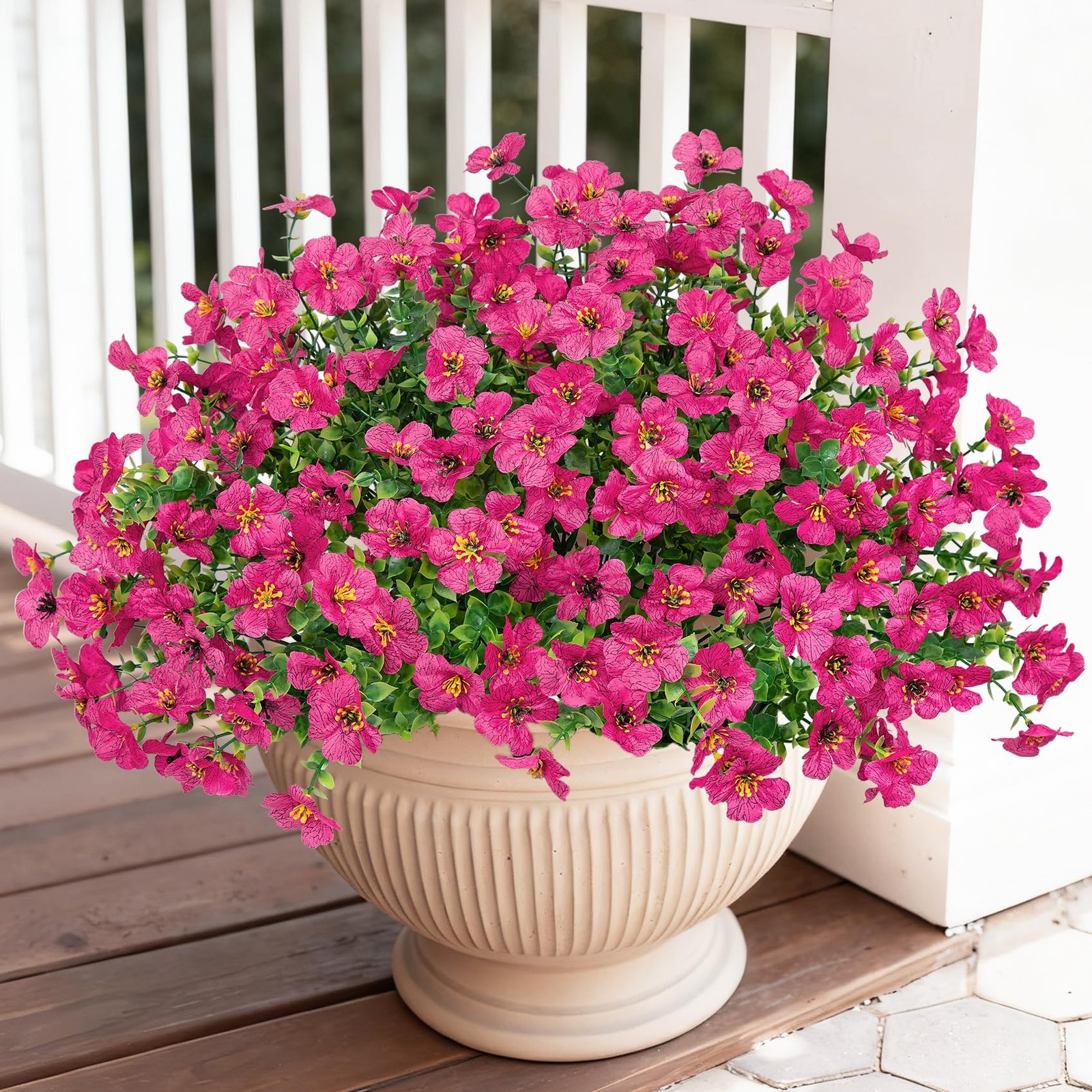Bassion Artificial Flowers for Outdoors 24 Bundles UV Resistant Fake Flowers