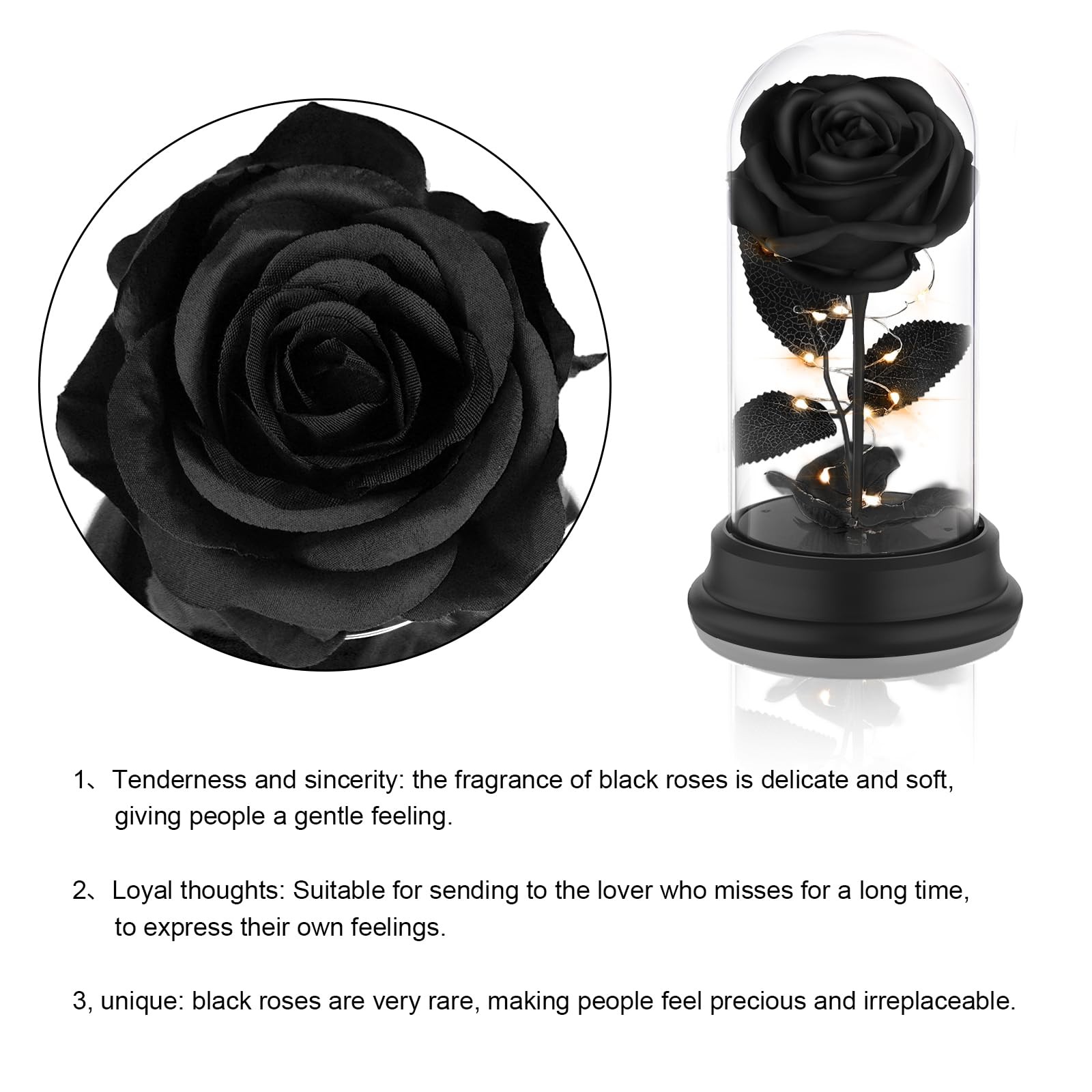 Deluxsa Forever Preserved Black Rose Birthday Gifts for Women,Eternal Flower …