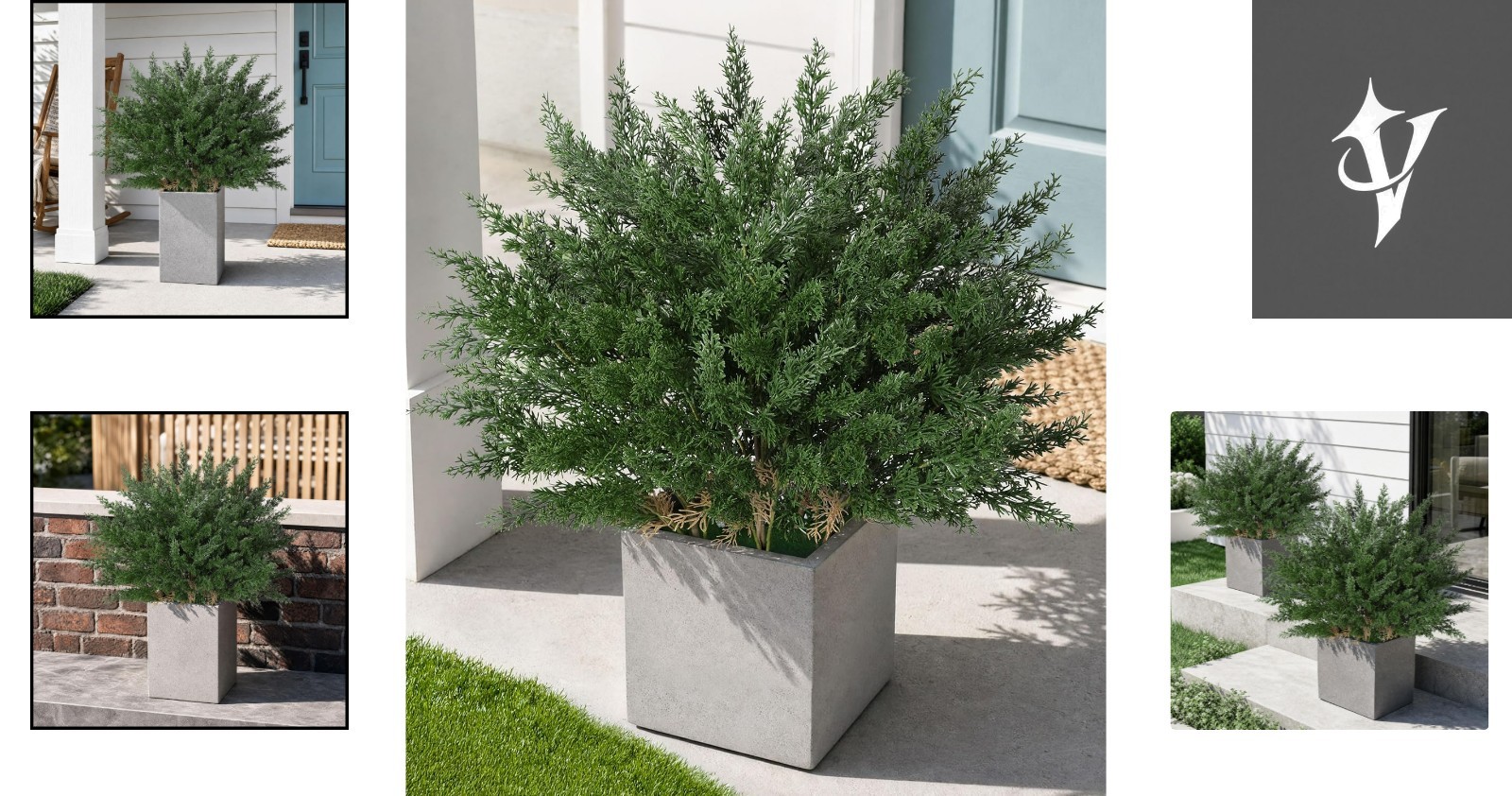 4 Bundles of UV Resistant Cedar Stems – Realistic Faux Plants for Indoor & Ou…