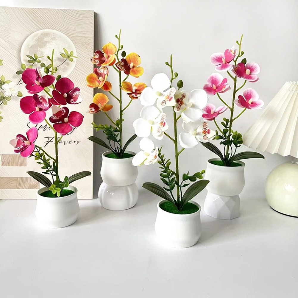 5pcs Phalaenopsis Artificial Flower Potted Plants 29cm for Indoor Outdoor Decor