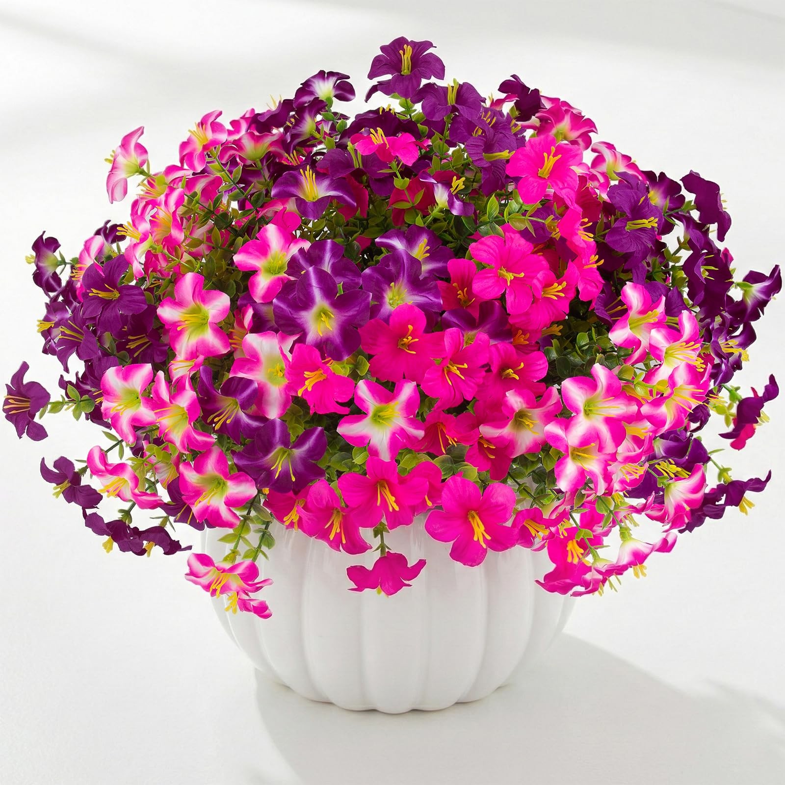 16 Pcs Faux Petunias Artificial Flowers Plants for Outdoor Plant Decoration,F…