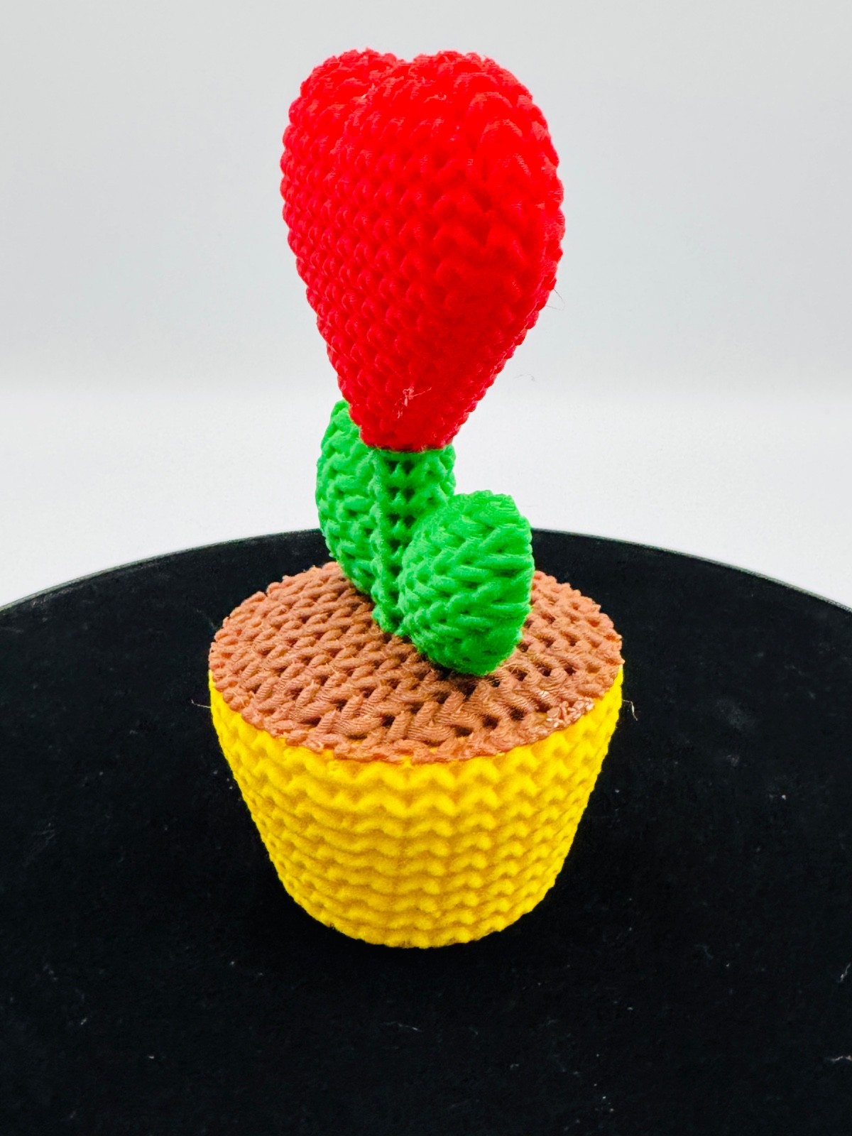 3D Printed 4″ Tall Knitted Heart Shaped Plant Figurine
