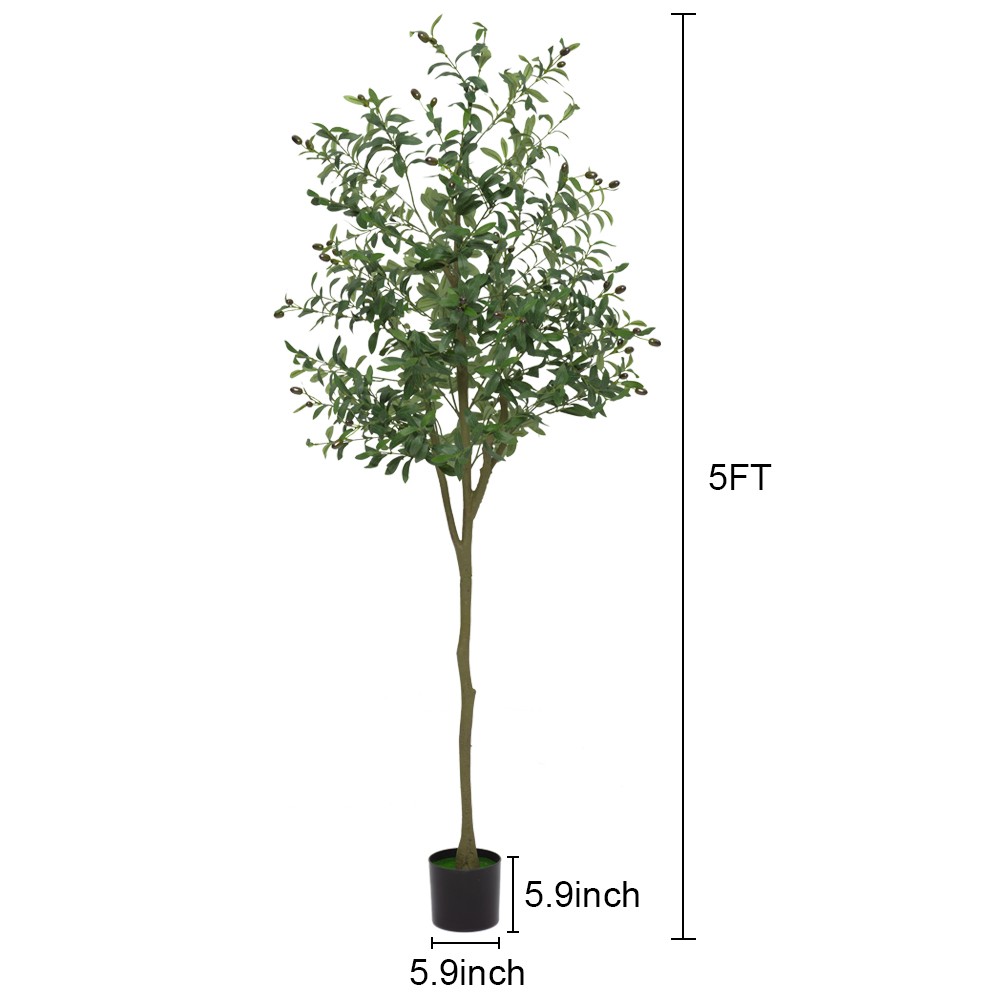 GARVEE Artificial Olive Tree 5/6/7FT Faux Plant with Pot,Lifelike Leaves & Fruit