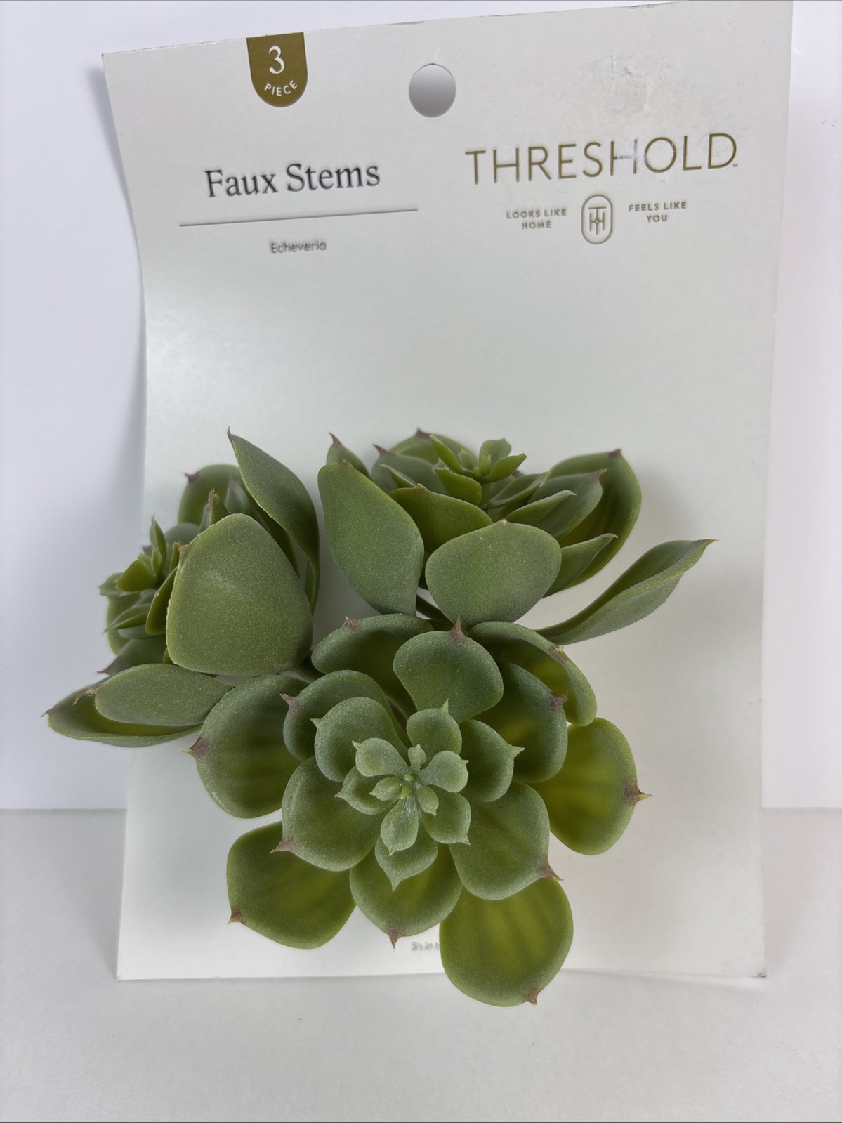 Three (3) Faux Stems Of Echeveria, A Beautiful Succulent, 3.5” Tall