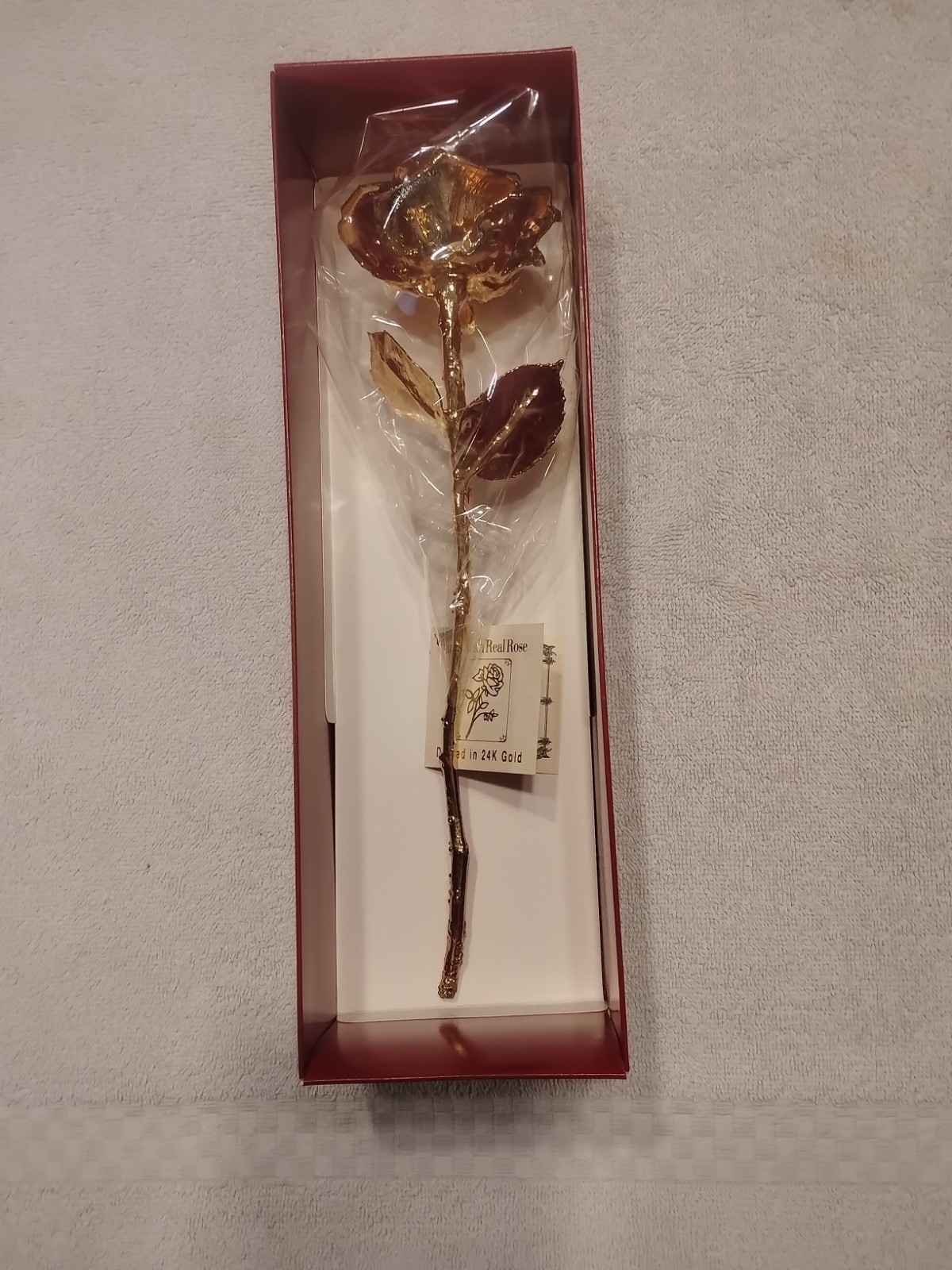Real Rose Dipped In 24K Gold Red Gift Box
